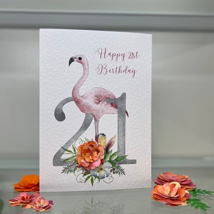 21. Geburtstagskarte, 21. Karte, Flamingo Karte, 3d Luxus Karte, Besondere 21.Karte, Karte zum Einrahmen, Helle Karte, 21., 18., Freund, Tochter