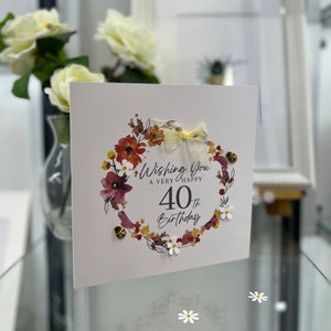 Carte 40e anniversaire, carte quarantième anniversaire, 40e carte, joyeuse 40e carte, 40e carte de luxe, 40e souvenir 40e, 3D & abeille, carte des jardiniers, carte d’abeille