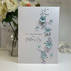 Tarjeta del Día de la Madre, Tarjeta Handmade Mother's Day, Hand Embellished, Special Mum Card, 3D Paper Flowers, Personalized Mum Card, Best Mum Card