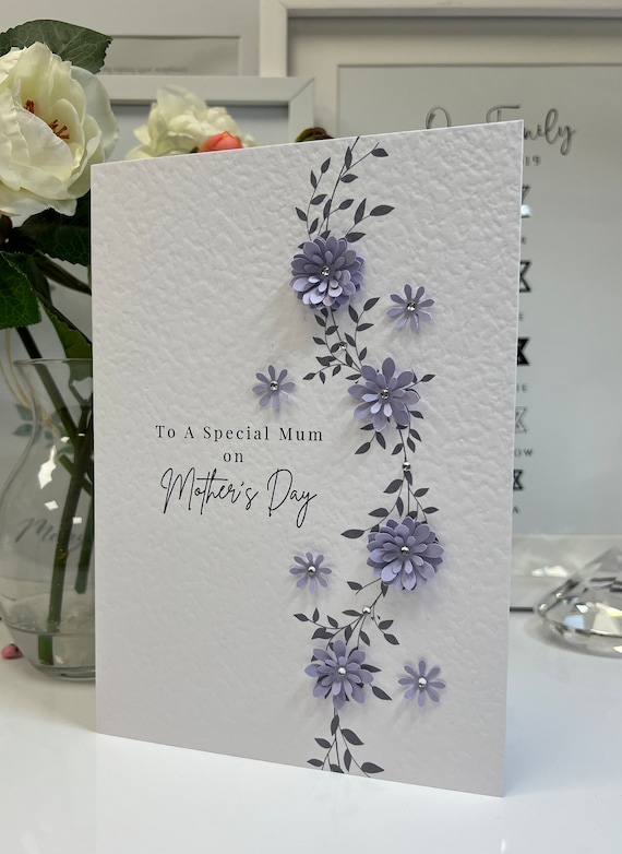Mother's Day Card, Handmade Mother's Day Card, Hand Embellished
