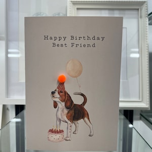 Beagle Geburtstagskarte, handgemachte Beagle Hund Karte, Hundekarte, süße Hundekarte, Beagle Karte, PomPom Karte, Hundeliebhaber Karte, Karte für den besten Freund, PomPom