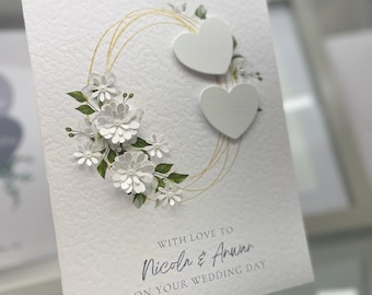 Personalisierte Hochzeitskarte, Hochzeitskarte, Braut & Bräutigam Karte, Holzherz Hochzeitskarte, Luxus Andenken Karte, Tochter, Sohn Hochzeitskarte