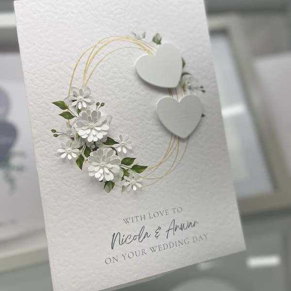 Personalised Wedding Card, Wedding Card, Bride & Groom Card, Wooden Heart Wedding Card, Luxury Keepsake Card, Daughter, Son Wedding Card