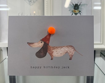 Personalised Dachshund Birthday Card, Personalised Sausage Dog Card, Sausage Dog Card, Dachshund Card, Personalised Dog Birthday Card