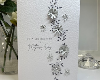 Mother's Day Card, Handmade Mother's Day Card, Hand Embellished, Special Mum Card, 3d Paper Flowers, Personalised Mum Card, Best Mum Card