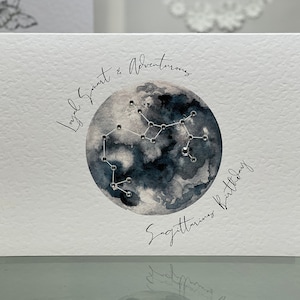 Sagittarius Constellation Happy Birthday Card, Zodiac Star Sign Birthday Card, Sagittarius Horoscope Card, Astrology Card, Sagittarius Card