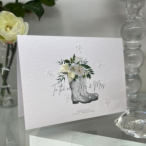 Tarjeta de boda, Felicitaciones de boda, Novia y novio, Tarjeta de boda rústica, Tarjeta de boda de wellies, Tarjeta de boda de recuerdo, Tarjeta de boda 2022