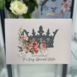 Joyeux anniversaire Sister Card, 3D Luxury Birthday Card, Fabulous Sister, Princess Birthday Card, Princess Card, Sister Luxury Birthday Card