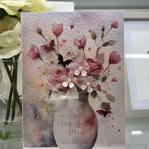 Muttertagskarte, Handgemachte Muttertagskarte, Handverschönert, Spezielle Mama Karte, 3D Papierblumen, Personalisierte Mama Karte, Beste Mama Karte