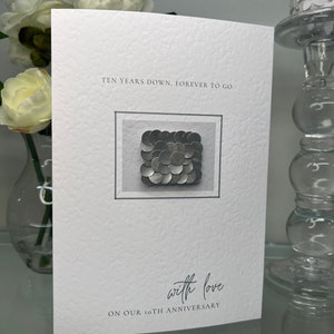 Hunts England - Daughter And Son-in-Law 10th Anniversary Card - A5 Size - Champagne Flutes - Gold Foil - 10th Anniversary Card For Daughter And Son -in-Law - Milo's Gallery