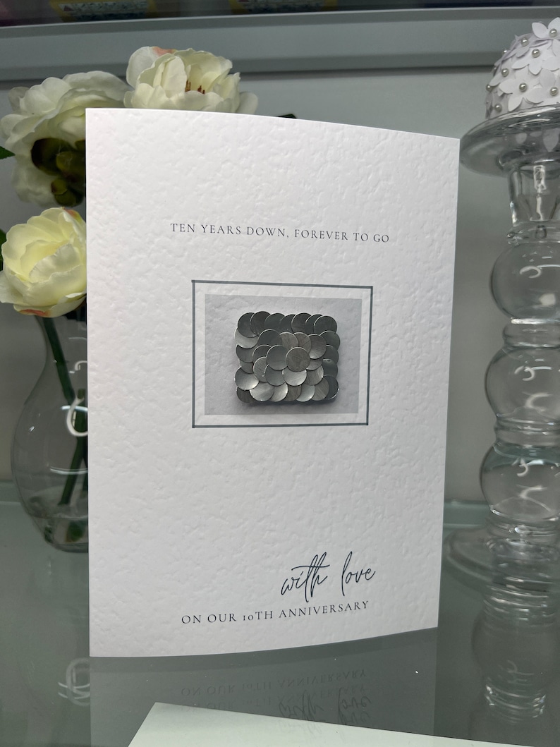 Real Tin Anniversary Card Tenth Wedding Anniversary 10th - Etsy
