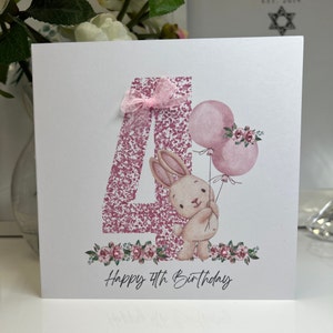 Carte 4ème anniversaire, Carte 4ème anniversaire filles, Quatrième anniversaire, Fille 4ème, Petite-fille 4ème, Carte Rose 4, Rose Carte 4ème anniversaire, Mignon 4ème