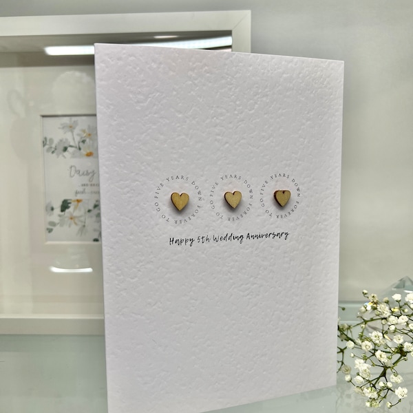 5th Wedding Anniversary Card, Wooden Wedding Anniversary, Friends 5th Anniversary Card, 5 Years Down Forever To Go, Wife Anniversary Card