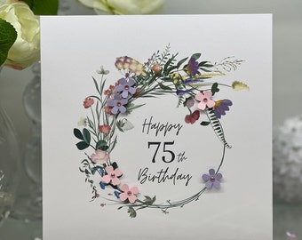 Stuff4 Biglietto di auguri vintage 75° compleanno da donna 75 anni divertente biglietto di compleanno mamma sorella moglie nonna nonna zia 145mm biglietto di auguri il 75