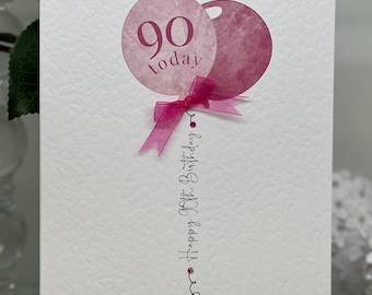 90e verjaardagskaart, negentigste verjaardagskaart, 90e kaart, vrouwelijke 90e kaart, luxe 90e kaart, mijlpaalverjaardag, vriend 90e, zus 90e moeder