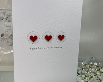 Ruby Wedding Anniversary Card, Fortieth Wedding Anniversary Card, Traditional Ruby Anniversary Card, Parents Ruby Wedding Anniversary Card