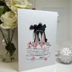 80° Biglietto di Compleanno, Biglietto dell'Ottantesimo Compleanno, 80° Biglietto, Felice 80° Biglietto, Lusso 80° Biglietto, Ricordo 80°, Fiori 3D, Carta Scarpe,