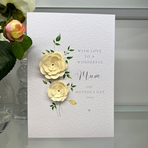 2024 Muttertagskarte, Handgemachte Muttertagskarte, Handverschönert, Besondere Mutterkarte, 3D-Papierblumen, Personalisierte Mutterkarte, Beste Mutterkarte