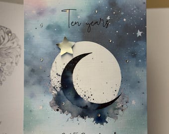 Jubileumskort i tenn, 10-årsjubileumskort för fru, make, 10-årsjubileumskort, 3652 månar med tennstjärna jubileumskort