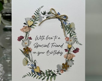 Happy Birthday Friend, Luxury Birthday Card, Friend Card, 3d Craft Flowers & Hearts, Birthday Card, Daisies, Friend Birthday, Amazing Friend