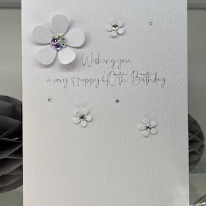 40th Birthday Card, Fortieth Birthday Card, 40th Card, Happy 40th Card, Luxury 40th Card, Keepsake 40th, 3D Flowers, Special Card, 40th