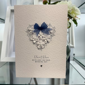 Personalised Wedding Card, 3d Paper Flowers, Wedding Card, Bride & Groom Card, Wedding Card, Bespoke Wedding Card.  Keepsake Card, Heart