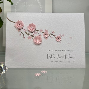 18th Birthday Card, Eighteenth Birthday Card, 18th Card, Happy 18th Card, Luxury 18th Card, Keepsake 18th, 3D Flowers, Cherry Blossom Card