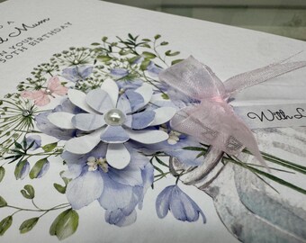 Mum Birthday Card, Mum 60th Birthday Card, 3D Floral Birthday Card, Special Mum Birthday Card, ANY AGE Birthday Card, Mum, Mom, Mam.