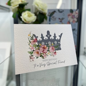 Geburtstagskarte, Geburtstagskarte für Sie, Geburtstagskarte für Freundin, Besondere Karte, Geburtstagskarte, Prinzessin Freundin Karte, Beste Freundin Krone Karte