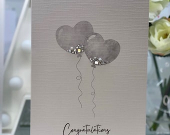 Engagement Card, Engagement Congratulations, On Your Engagement Card, Engagement Balloon Card, Friends Engagement, Keepsake Card