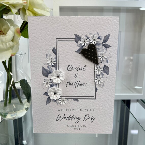 White Cotton Cards Hochzeitskarte Für Die Tochter – Handgefertigt Mit Strass, 16 X 16 Cm, Leer Innen
