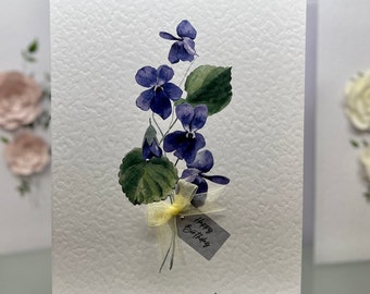 February Birthday Card, February Birth Flower, February Violet Card, Watercolour Violet, February Violet Card, February Birthday Violet Card