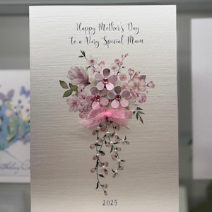 Tarjeta del Día de la Madre, Tarjeta del Día de la Madre hecha a mano, Tarjeta de lujo del Día de la Madre, Tarjeta especial del Día de la Madre, Colibrí con gemas, Tarjeta de recuerdo