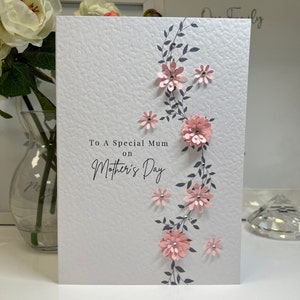 Muttertagskarte, Handgemachte Muttertagskarte, Handverschönert, Spezielle Mama Karte, 3D Papierblumen, Personalisierte Mama Karte, Beste Mama Karte