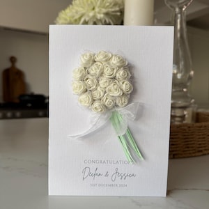 Gepersonaliseerde trouwkaart in doos, 3D-bloemen, trouwkaart, kaart bruid en bruidegom, trouwkaart, op maat gemaakte trouwkaart.  Aandenkenkaart