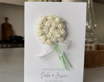 Carte de mariage personnalisée en boîte, fleurs 3D, carte de mariage, carte de jeunes mariés, carte de mariage, carte de mariage sur mesure.  Carte souvenir