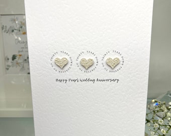 30th wedding Anniversary Card, Pearl Wedding Anniversary, Parents Pearl Anniversary Card, 30 Years Down Forever To Go, Wife Anniversary Card