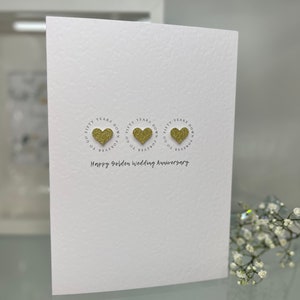 Carte d’anniversaire de mariage en or, carte de cinquantième anniversaire de mariage, carte d’anniversaire d’or traditionnelle, carte d’anniversaire de 50e anniversaire de mariage