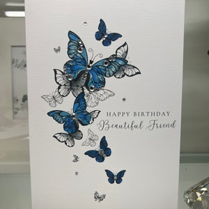 Tarjeta de cumpleaños feliz de amigo, tarjeta de cumpleaños de lujo 3D, tarjeta de cumpleaños de amigo especial, tarjeta de mariposa, tarjeta de cumpleaños, hermosa amiga
