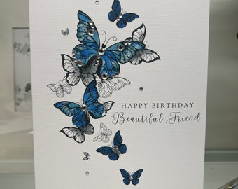 Friend Happy Birthday Card, 3D Luxury Birthday Card, Special Friend Birthday Card, Butterfly Card, Birthday Card, Beautiful Friend