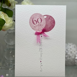 Cartão de aniversário de 60 anos, cartão de aniversário de 60 anos, cartão de 60 anos, cartão feminino de 60 anos, cartão de luxo de 60 anos, aniversário de marco, cartão de amigo de 60 anos, irmã de 60 anos