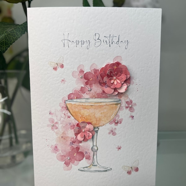 Happy Birthday Card, 3D Luxury Birthday Card, Special Birthday Card, Cocktail Birthday Card, Birthday Card, Friend Luxury Birthday Card,