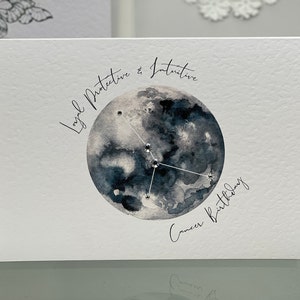 Krebs Sternbild Geburtstagskarte, Sternzeichen Sternzeichen Geburtstagskarte, 21. Juni - 22. Juli, Krebs Horoskop Karte, Astrologie Karte