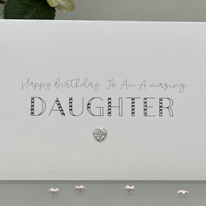 Carte d'anniversaire fille, carte fille fabuleuse, carte scintillante, carte fille chic, carte fille, carte simple, coeur argenté, fille