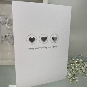 Tarjeta de Aniversario 25, Tarjeta de Aniversario de Bodas de Plata, Tarjeta de Aniversario de Plata de esposa, Aniversario de Plata de Esposo, Tarjeta de Aniversario de 25