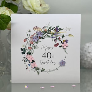 40th Birthday Card, Fortieth Birthday Card, 40th Card, Happy 40th Card, Luxury 40th Card, Keepsake 40th, Mum 40th, Sister 40th, Friend 40th