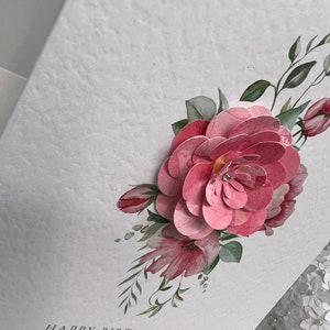 Gelukkige verjaardag zus kaart, 3D luxe verjaardagskaart, fantastische zus, Flamingo verjaardagskaart, tropische bloemen, zus luxe verjaardagskaart
