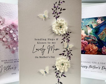 Mother's Day Card, Handmade Mothers Day Card, Hand Embellished, Special Mum Card, 3d paper Flowers, Personalised Mum Card, Best Mum Card