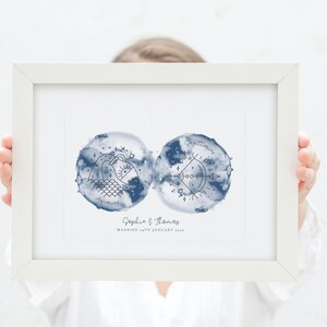Presente de casamento, impressão de casamento personalizada, impressão do zodíaco de casais, impressão de sinal de estrela personalizada, impressão de data especial, ideia de presente, impressão de sinal de estrela