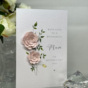 Muttertagskarte, handgemachte Muttertagskarte, handverschönert, besondere Mama Karte, 3D PapierBlumen, personalisierte Mama Karte, Beste Mama Karte